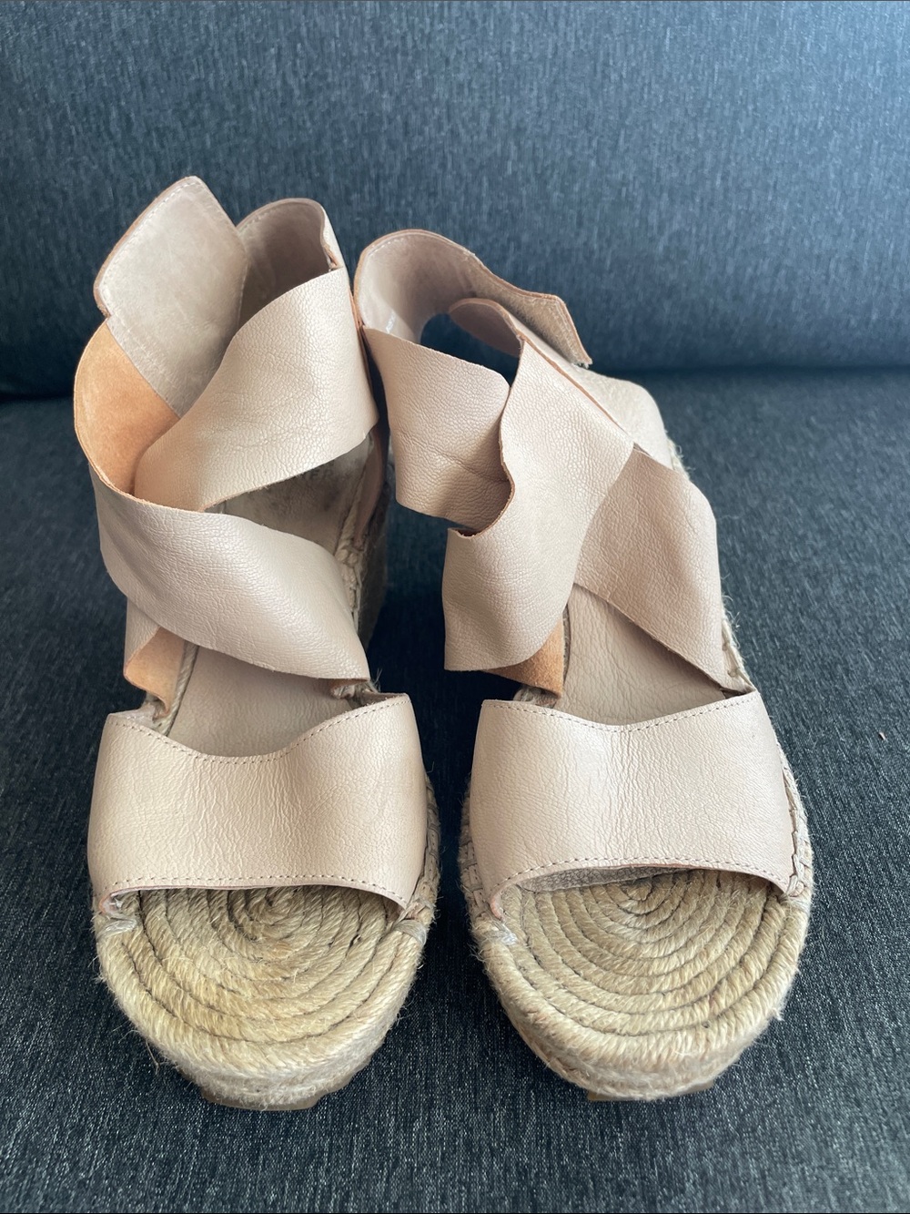 Eileen Fisher Willow espadrille wedges beige leather 6,5